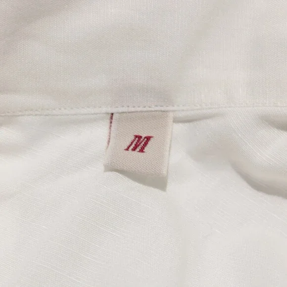 Luciano Barbera NWT Casual Button Down Shirt Size M in White Cotton & Linen